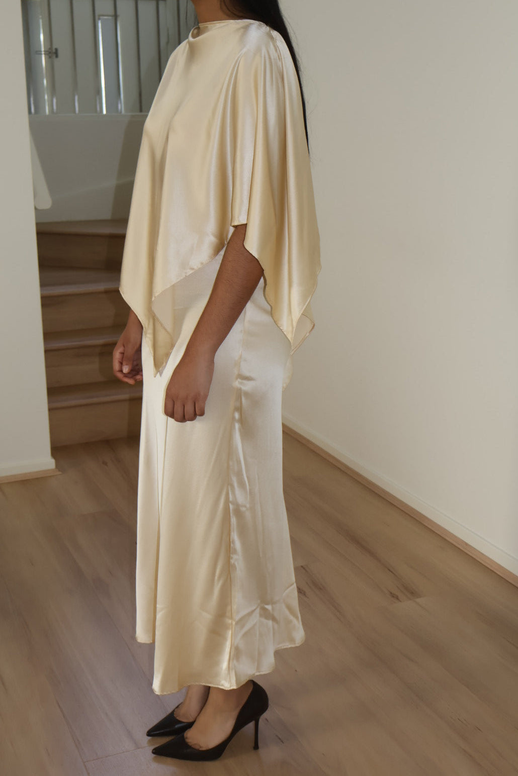 Liquid Silk Shawl in Custard