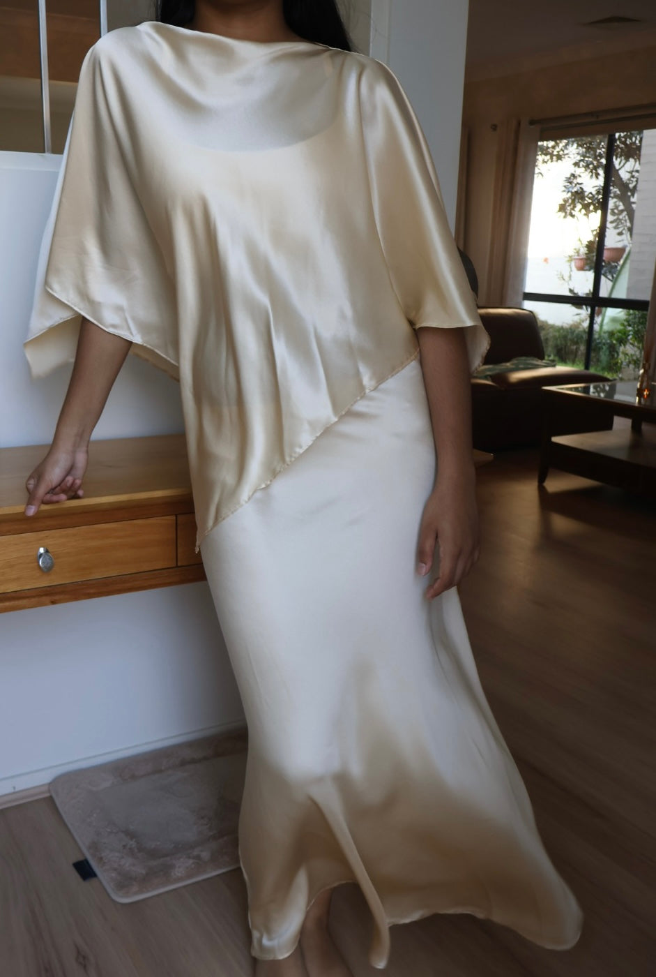 Liquid Silk Shawl in Custard