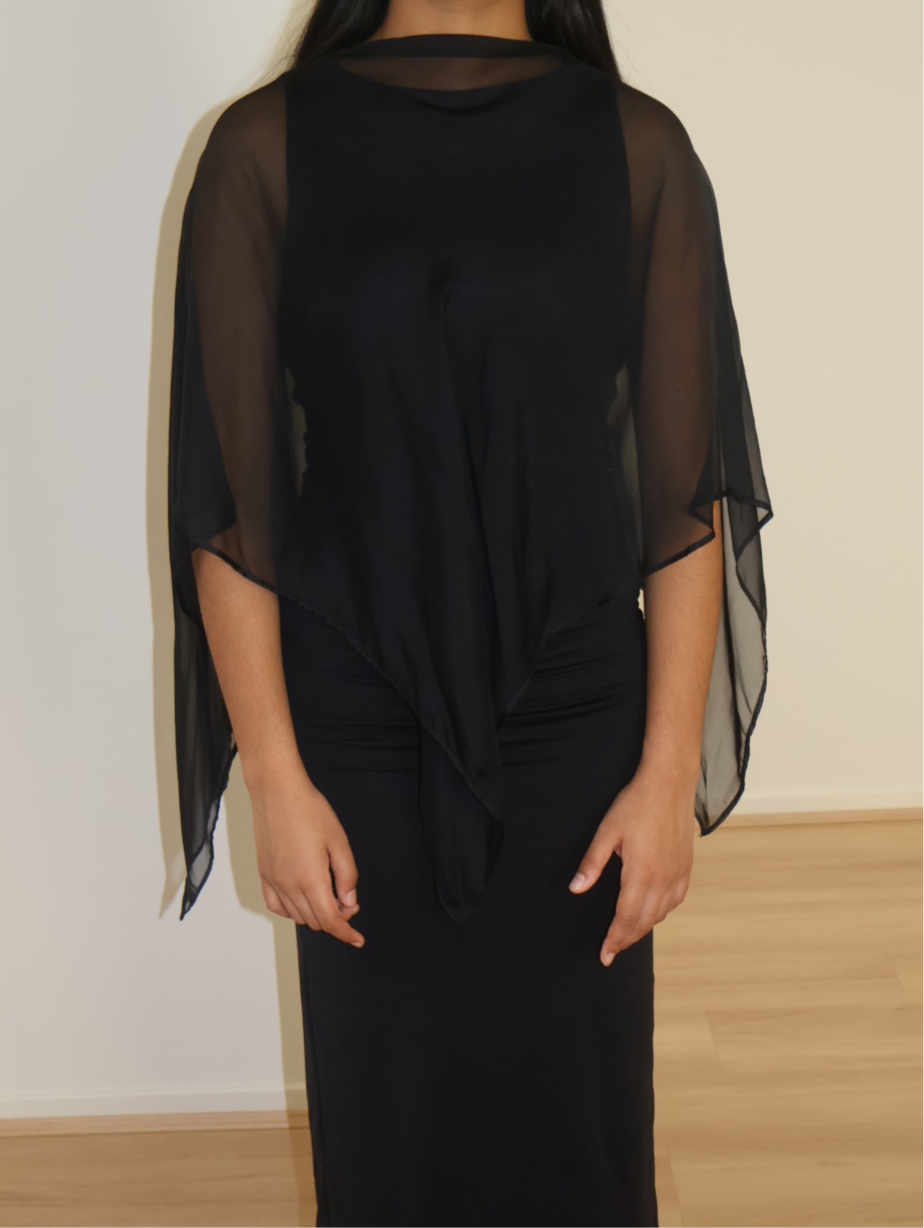 Persephone Silk Shawl in Black