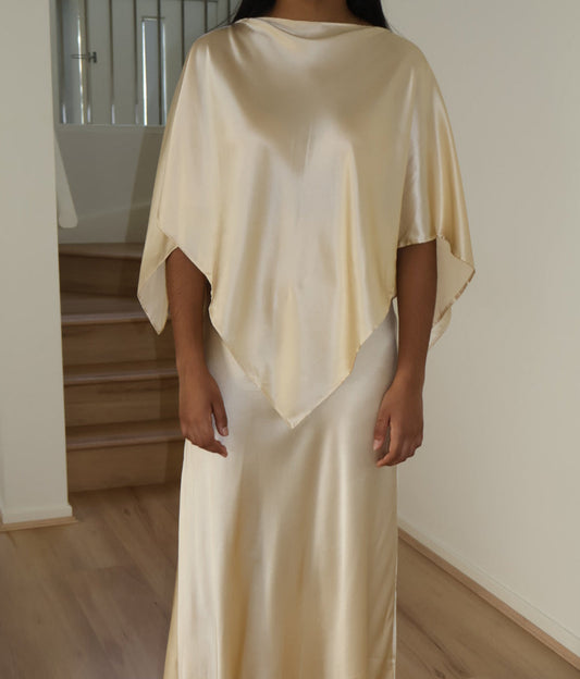 Liquid Silk Shawl in Custard
