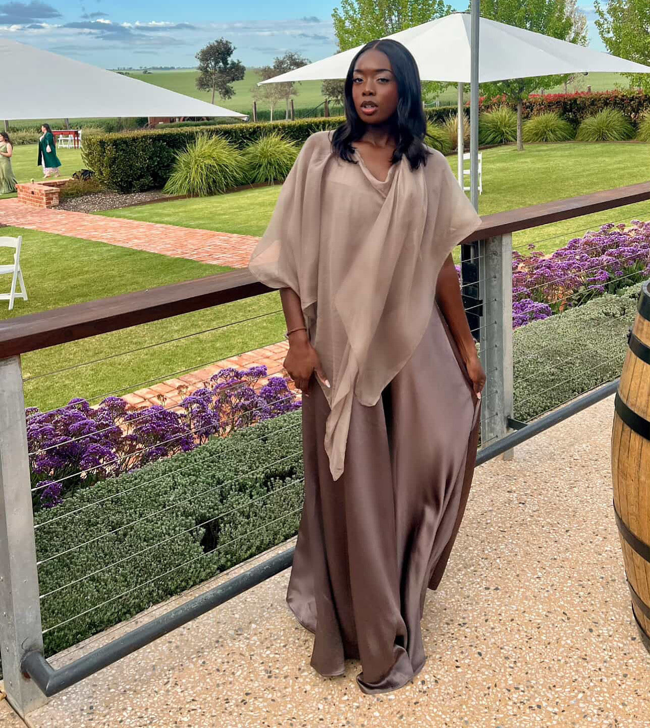 Persephone Silk Shawl in Taupe