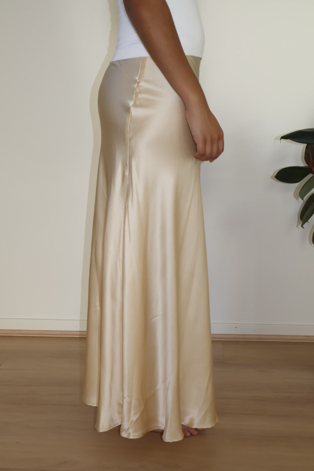 Liquid Silk Maxi Skirt in Custard