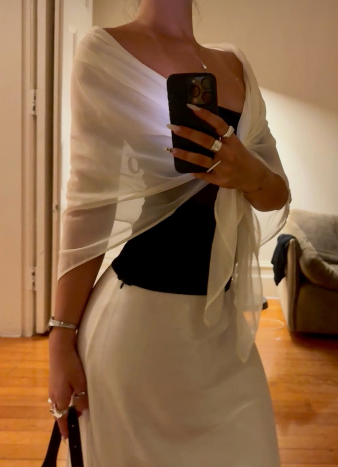 Persephone Silk Shawl in Ivory