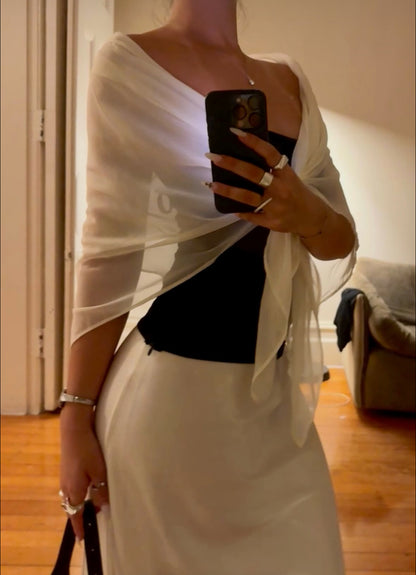 Persephone Silk Shawl in Ivory