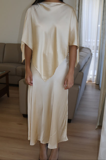 Liquid Silk Maxi Skirt in Custard