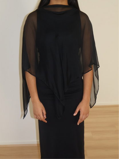 Persephone Silk Shawl in Black