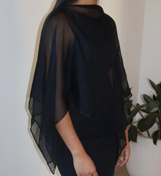 Persephone Silk Shawl in Black