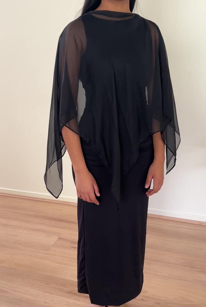 Persephone Silk Shawl in Black